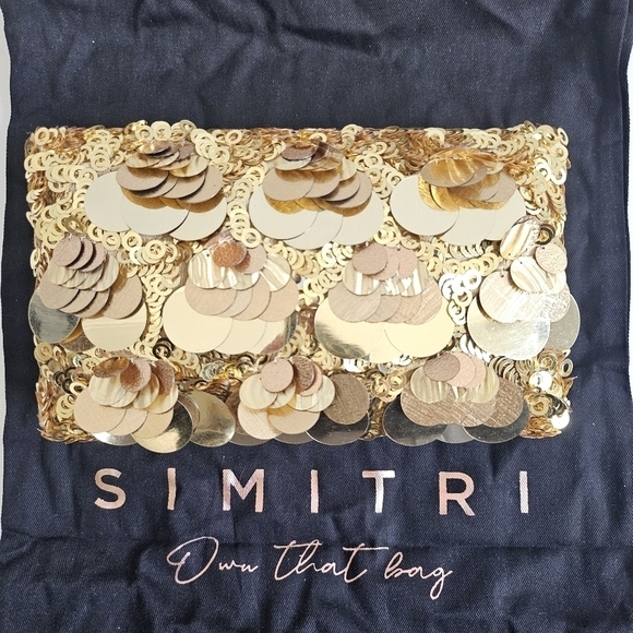 New Simitri Gold Disco Clutch Handbag/Crossbody Metal Chain Handbag NWT - Picture 6 of 13